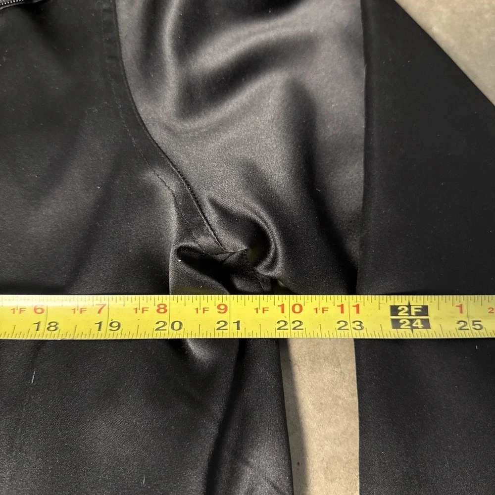 Kristen Blake Satin Black Gold‎ BronzeWomens Top Coat Jacket Trench Zipper L